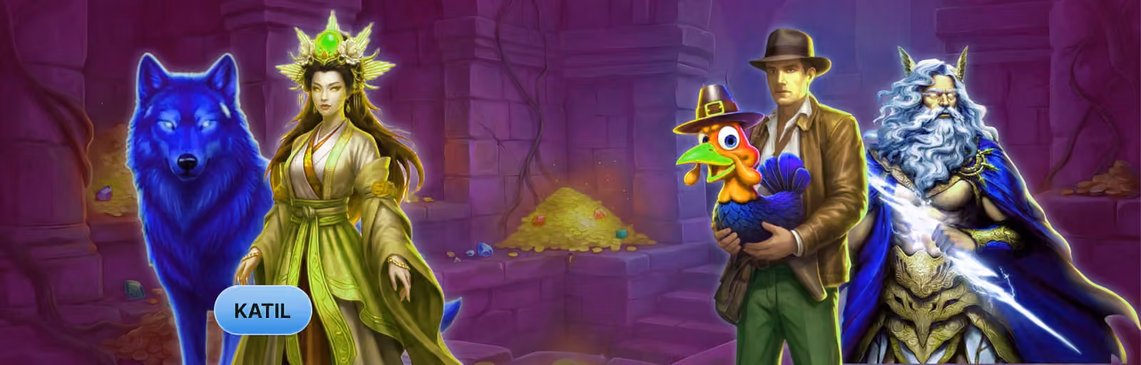 Mavi kurt, imparatoriçe, kaşif ve büyücü: slot oyunu karakterleri