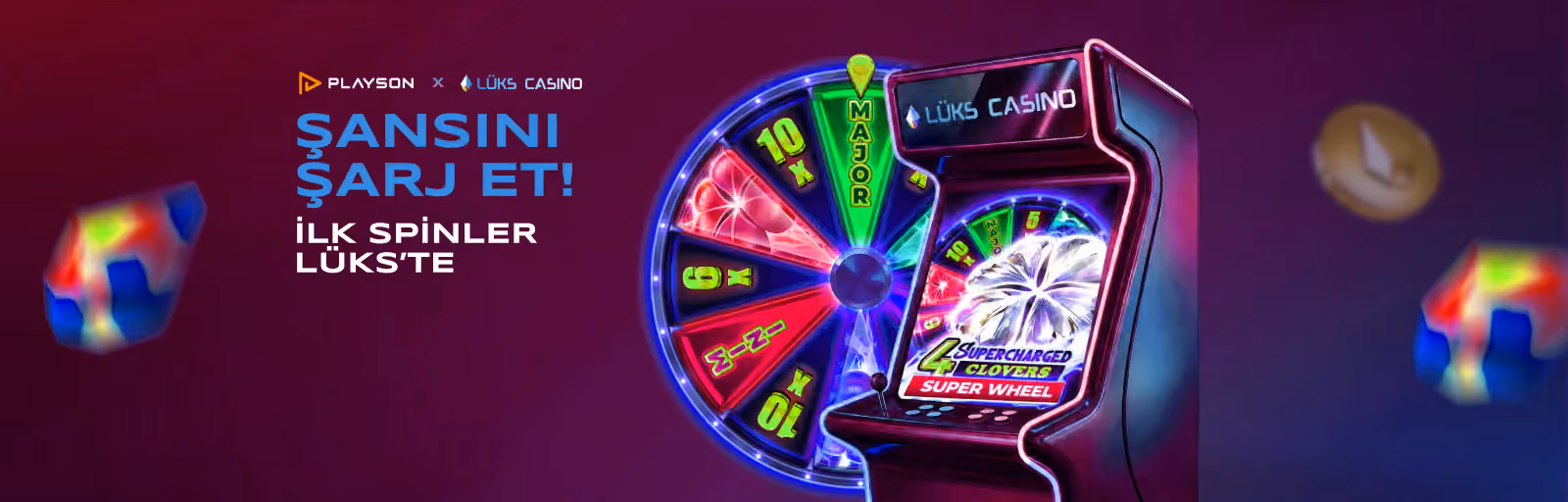Playson Şansını Şarj Et afişi: çarkıfelekli slot dolabı