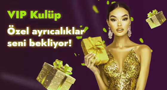 VIP Kulüp afişi: altın hediye kutusu tutan kadın